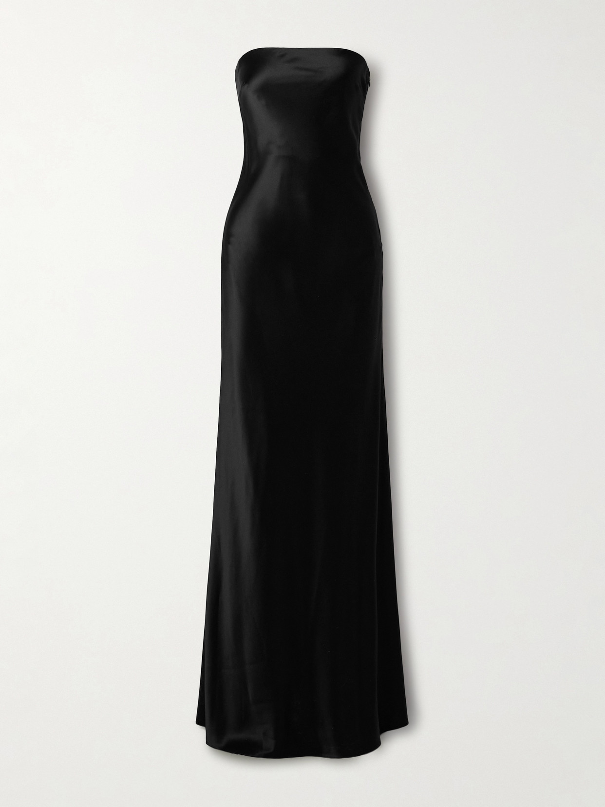 Salon 1884 + Net Sustain Linea Strapless Silk-satin Gown In Black