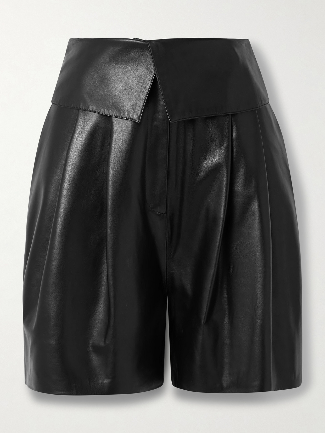 Salon 1884 + Net Sustain Marca Layered Leather Shorts In Black