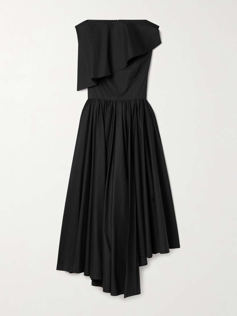 Salon 1884 + Net Sustain Evanne Asymmetric Pleated Cotton-poplin Midi Dress