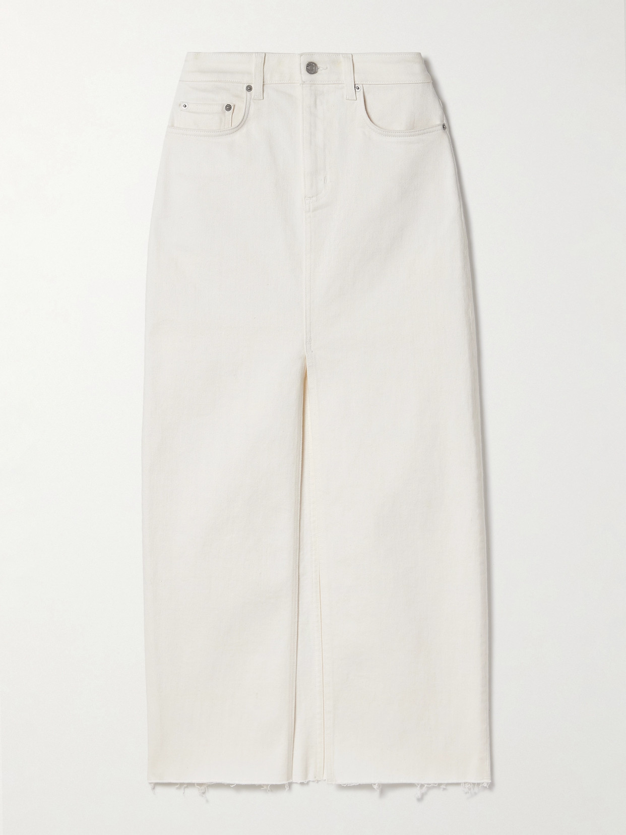 Salon 1884 + Net Sustain Orlan Frayed Denim Maxi Skirt In Off White