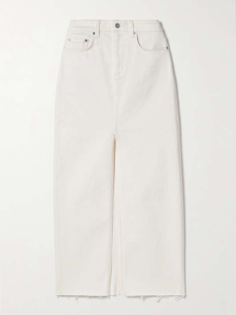 Salon 1884 + Net Sustain Orlan Frayed Denim Maxi Skirt