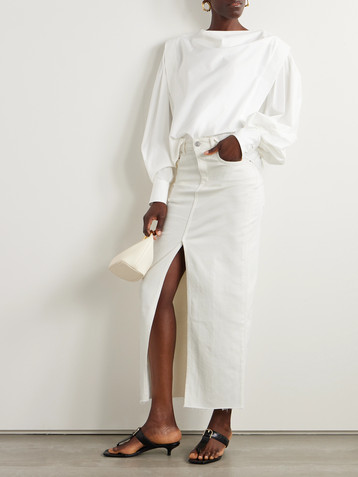 Salon 1884 + NET SUSTAIN Orlan frayed denim maxi skirt