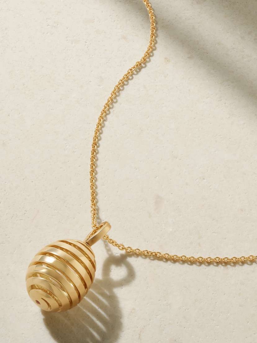 Fabergé Essence Spiral Egg 18-karat Gold Necklace