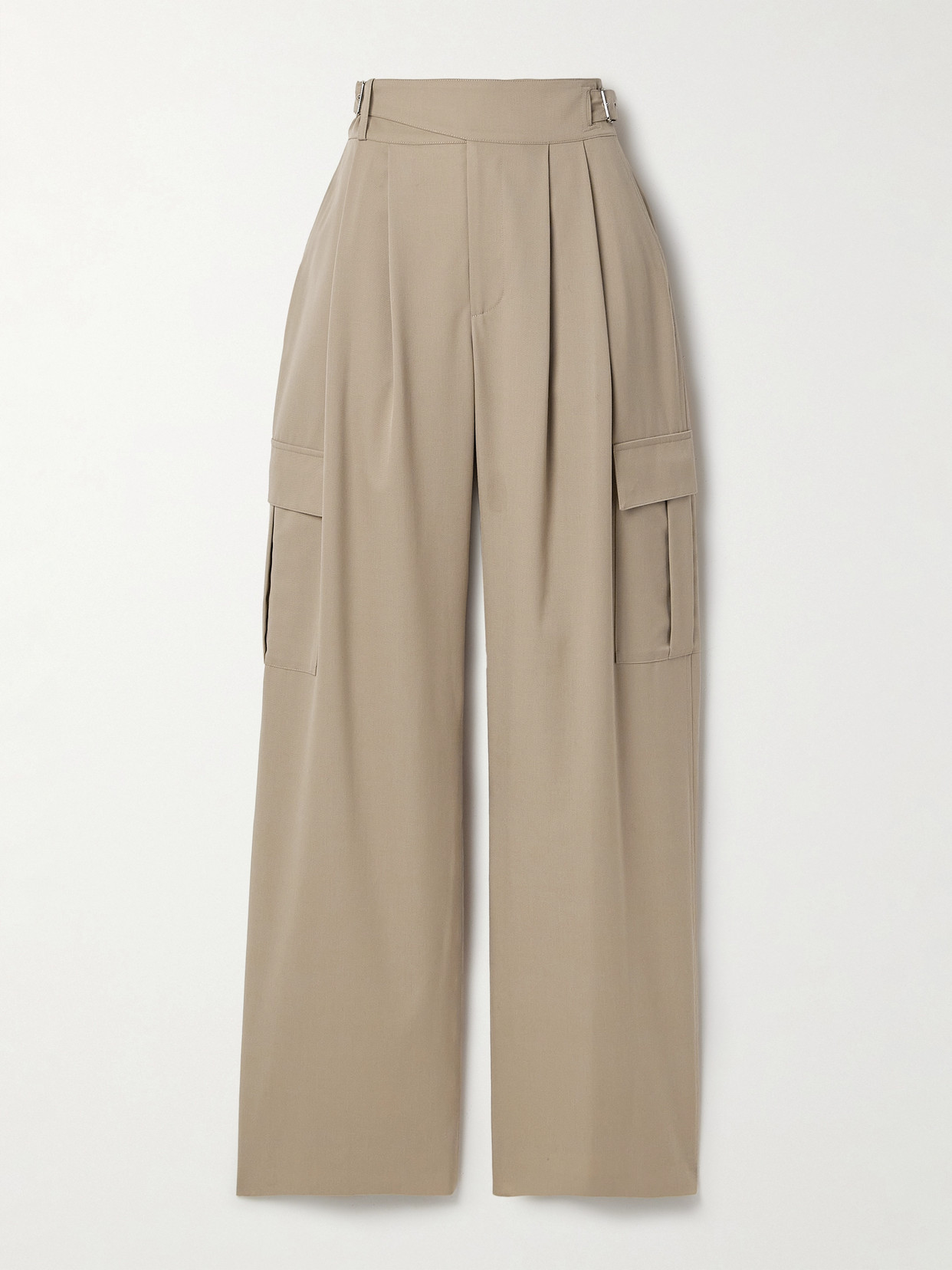 Salon 1884 + Net Sustain Buckled Pleated Twill Straight-leg Cargo Pants In Gray