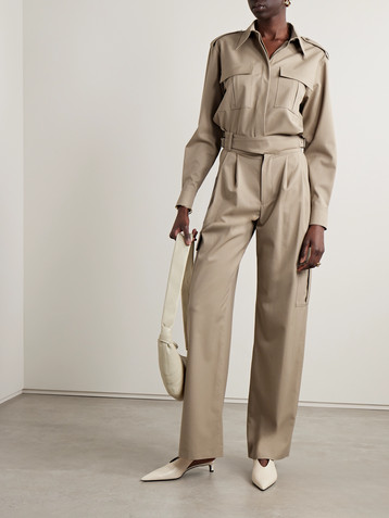 Salon 1884 + NET SUSTAIN buckled pleated twill straight-leg cargo pants