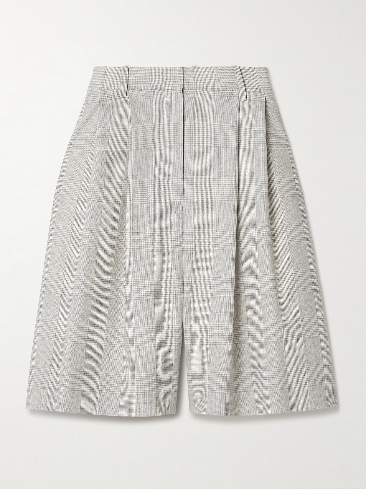 Salon 1884 + Net Sustain Lenka Pleated Checked Wool Shorts In Neutrals