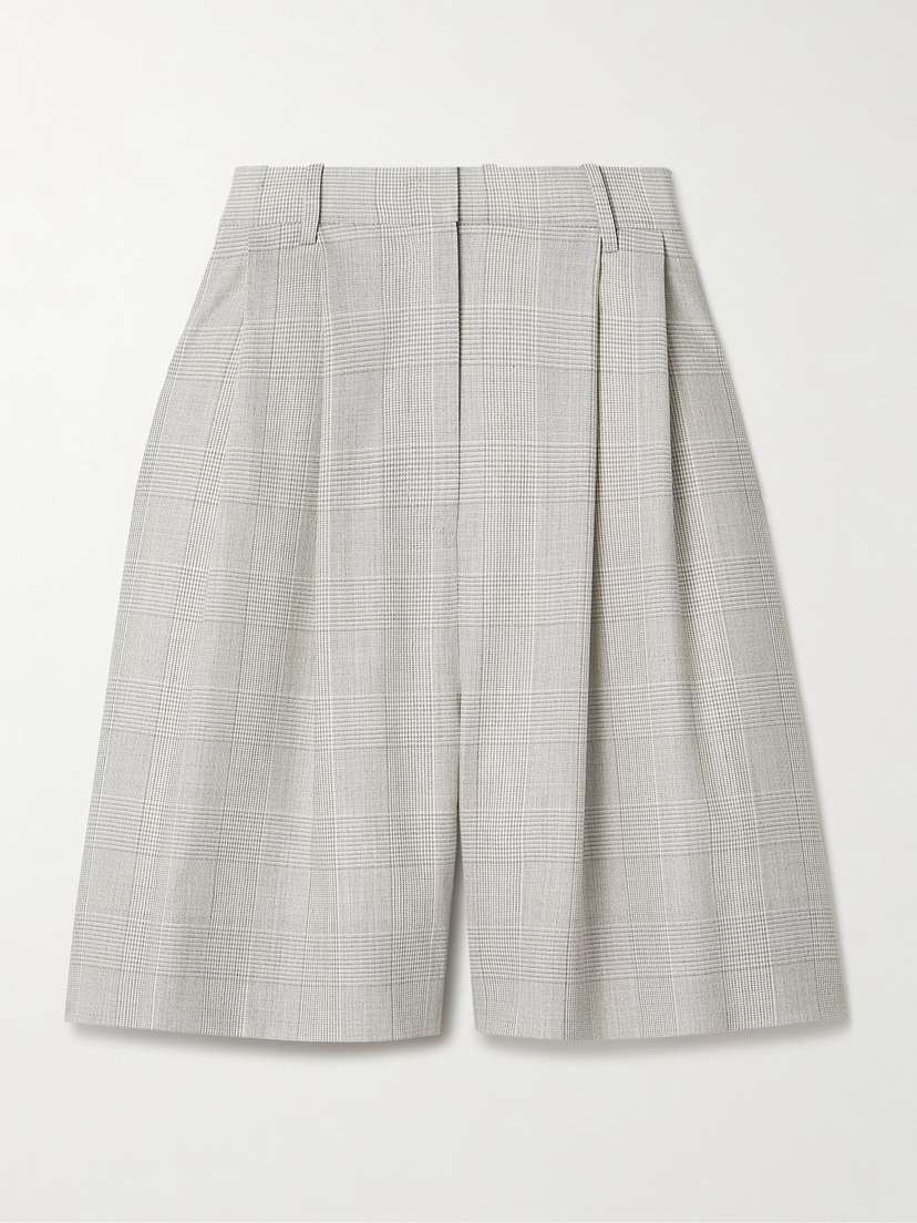 Salon 1884 + Net Sustain Lenka Pleated Checked Wool Shorts
