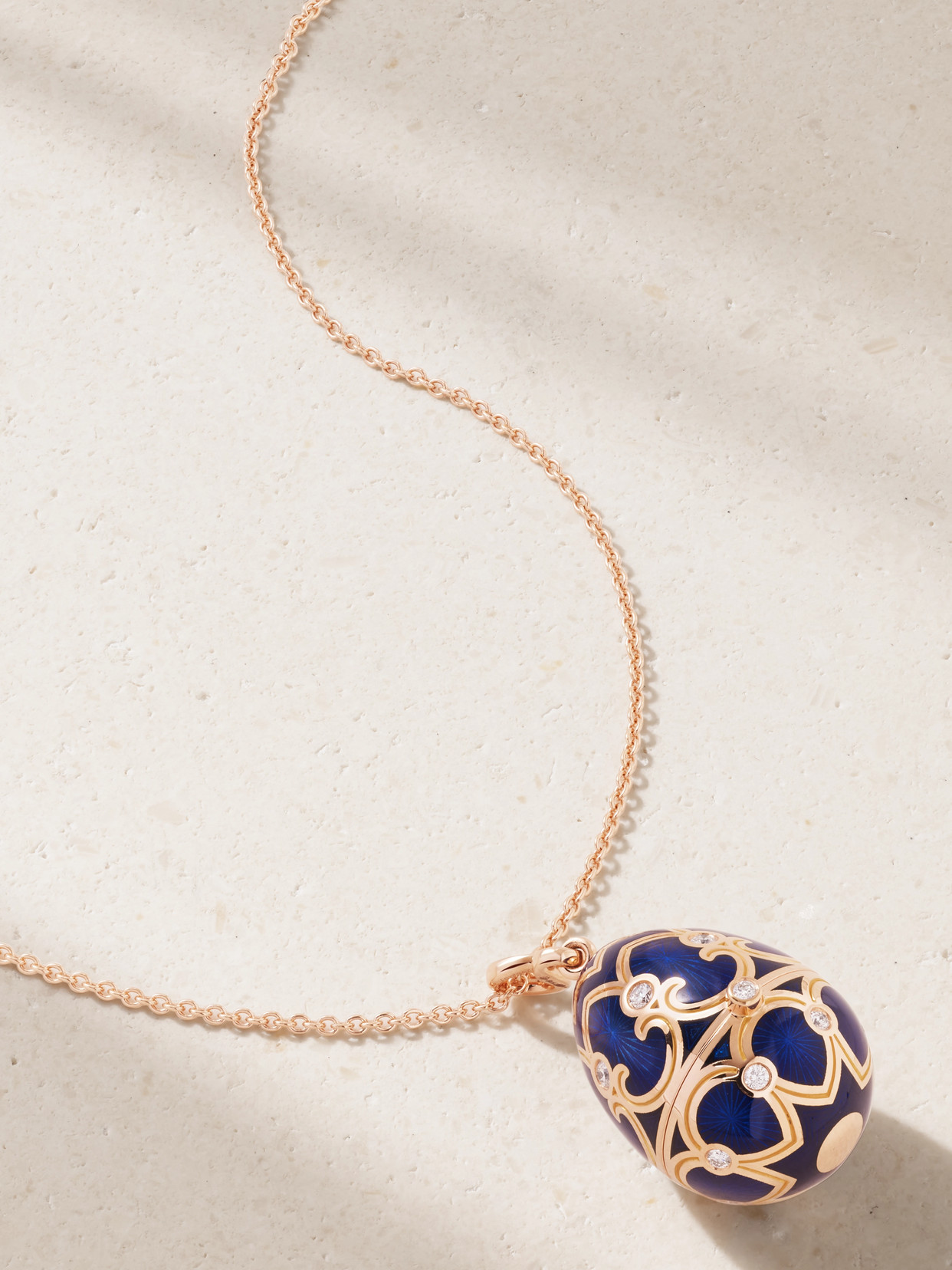 Fabergé Heritage Polar Bear Surprise 18-karat Rose Gold, Agate, Diamond And Enamel Necklace In Gold