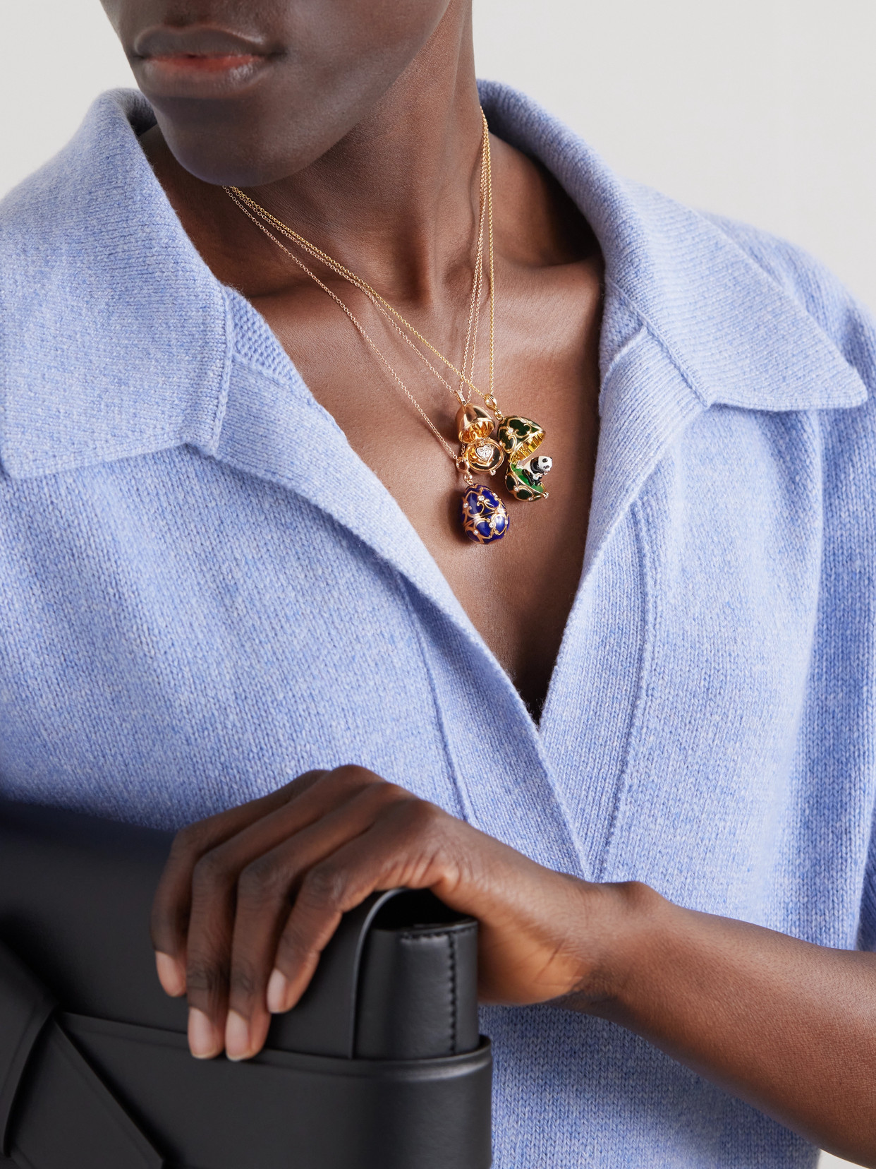 Fabergé Heritage Polar Bear Surprise 18-karat Rose Gold, Agate, Diamond And Enamel Necklace In Gold