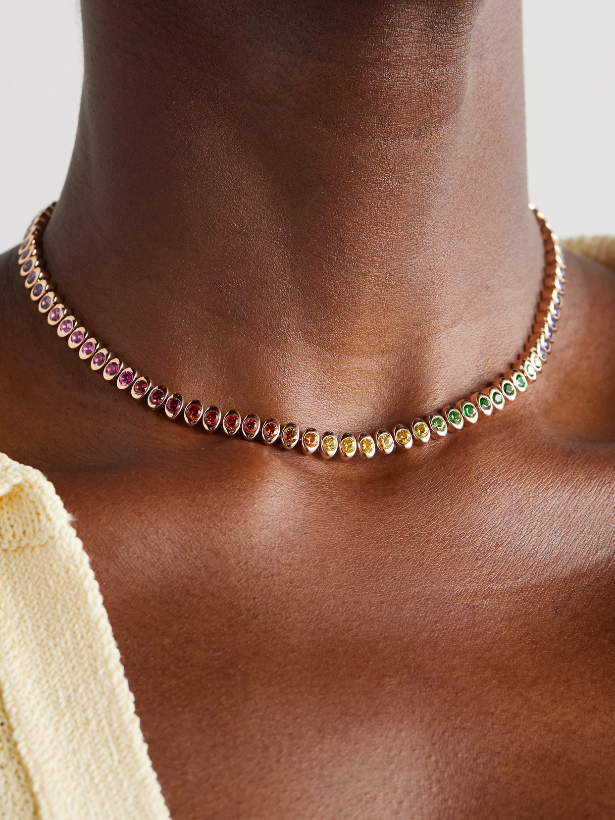 Fabergé Colours Of Love Cosmic Curve 18-karat Rose Gold Multi-stone Necklace In Gold