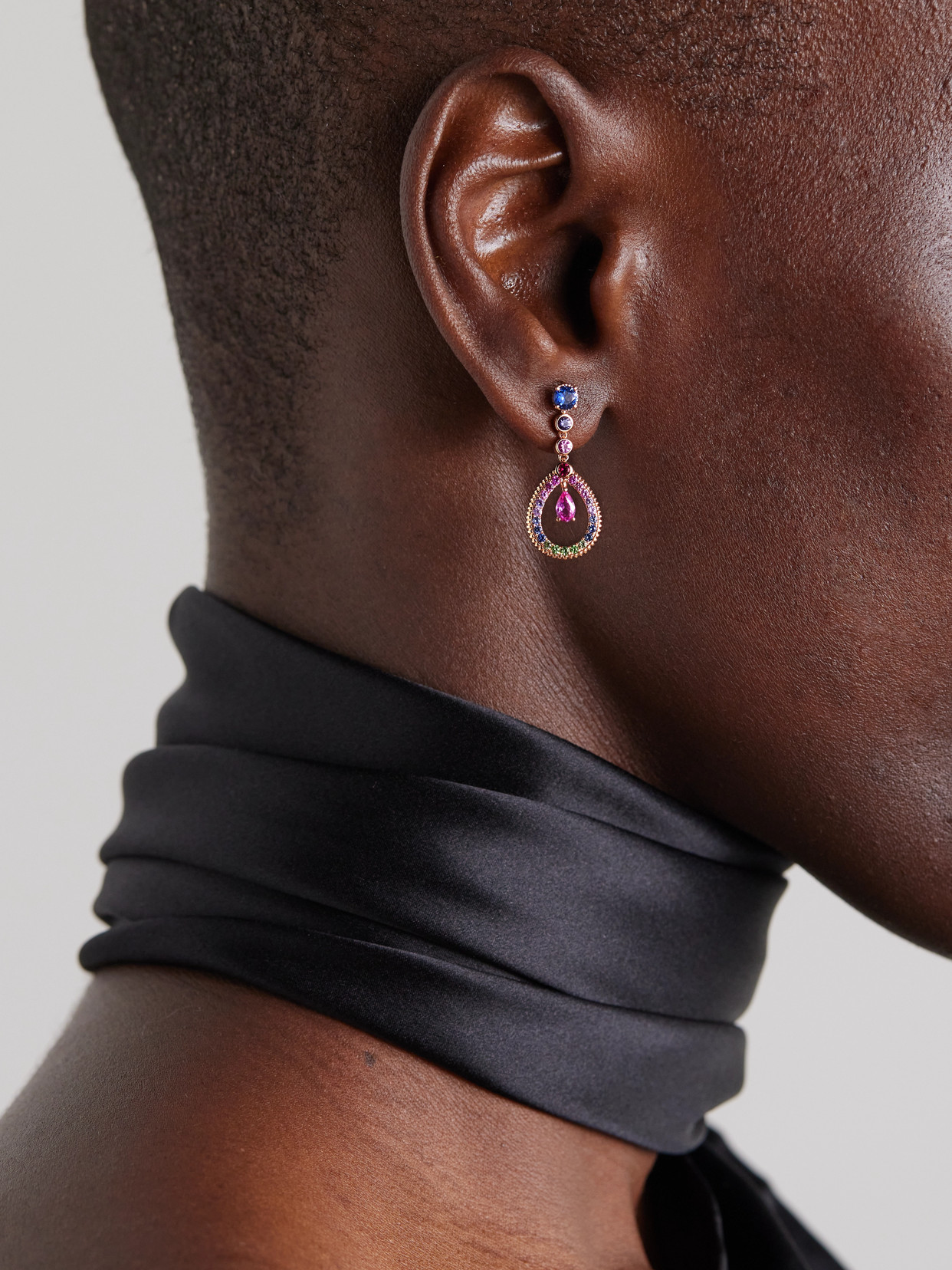 Fabergé Colours Of Love 18-karat Rose Gold Multi-stone Earrings In Gold