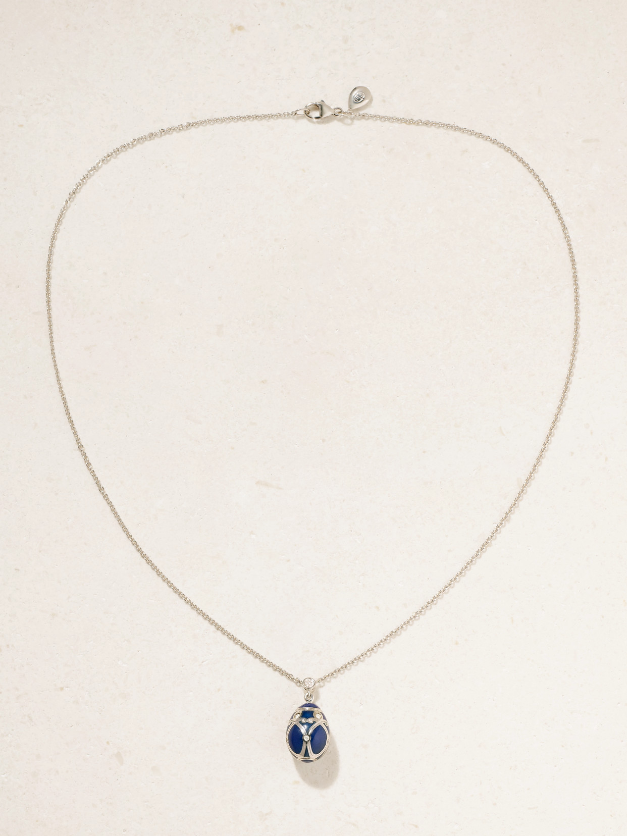 Shop Fabergé Heritage Palais 18-karat White Gold, Diamond And Enamel Necklace