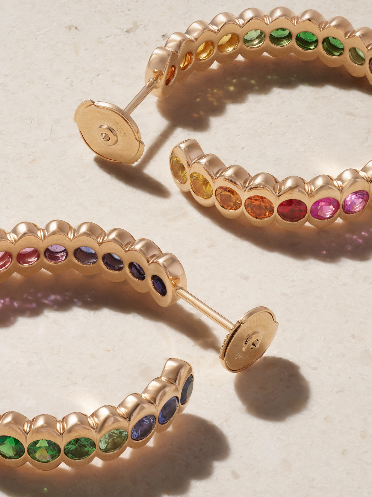 Fabergé Colours Of Love Cosmic Curve 18-karat Rose Gold Multi-stone Hoop Earrings In Gold