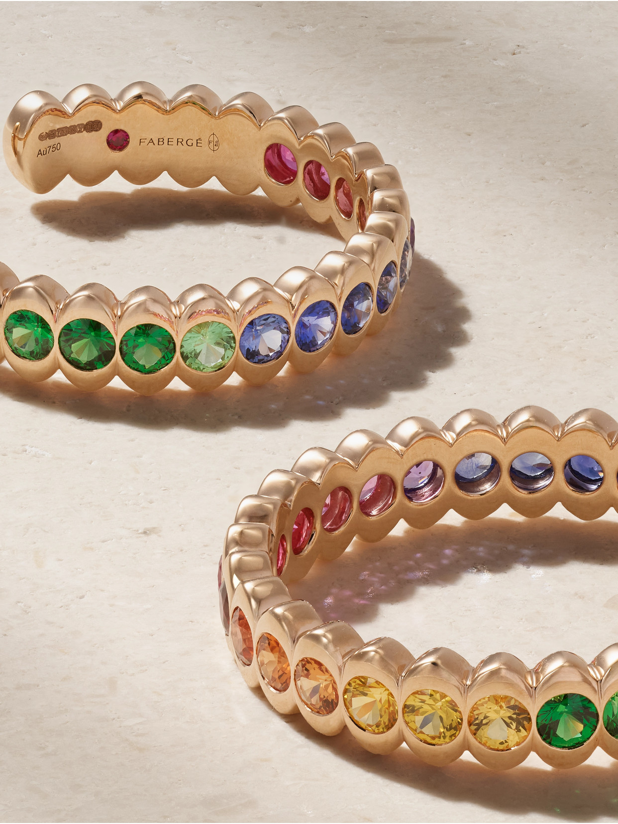 Fabergé Colours Of Love Cosmic Curve 18-karat Rose Gold Multi-stone Hoop Earrings In Gold