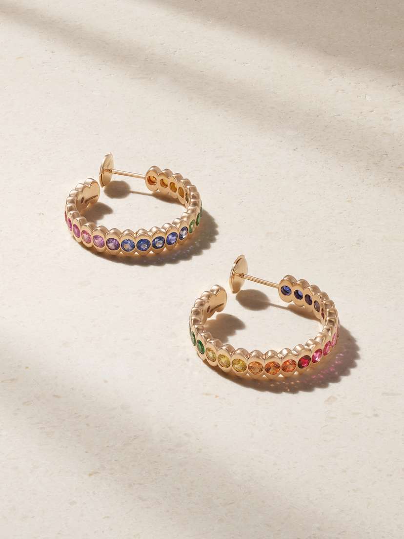 Fabergé Colours Of Love Cosmic Curve 18-karat Rose Gold Multi-stone Hoop Earrings