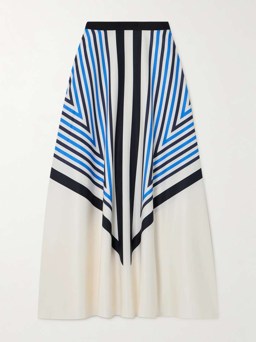 Joseph Avron Striped Silk And Cotton-blend Maxi Skirt