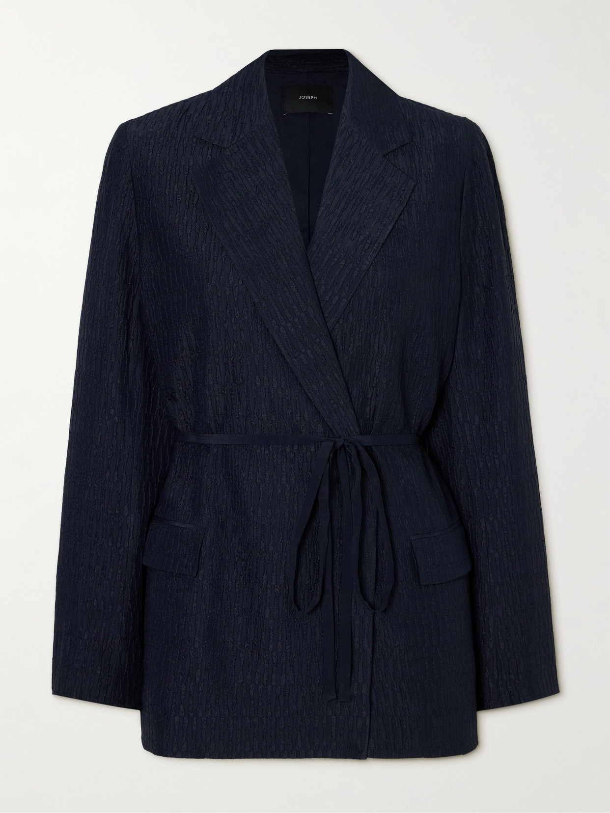 Joseph Amelot Belted Silk-jacquard Blazer In Blue