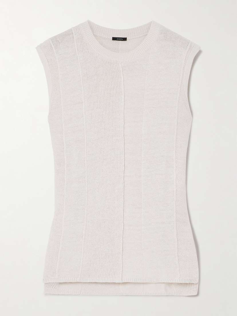 Joseph Ribbed-knit Linen-blend Top