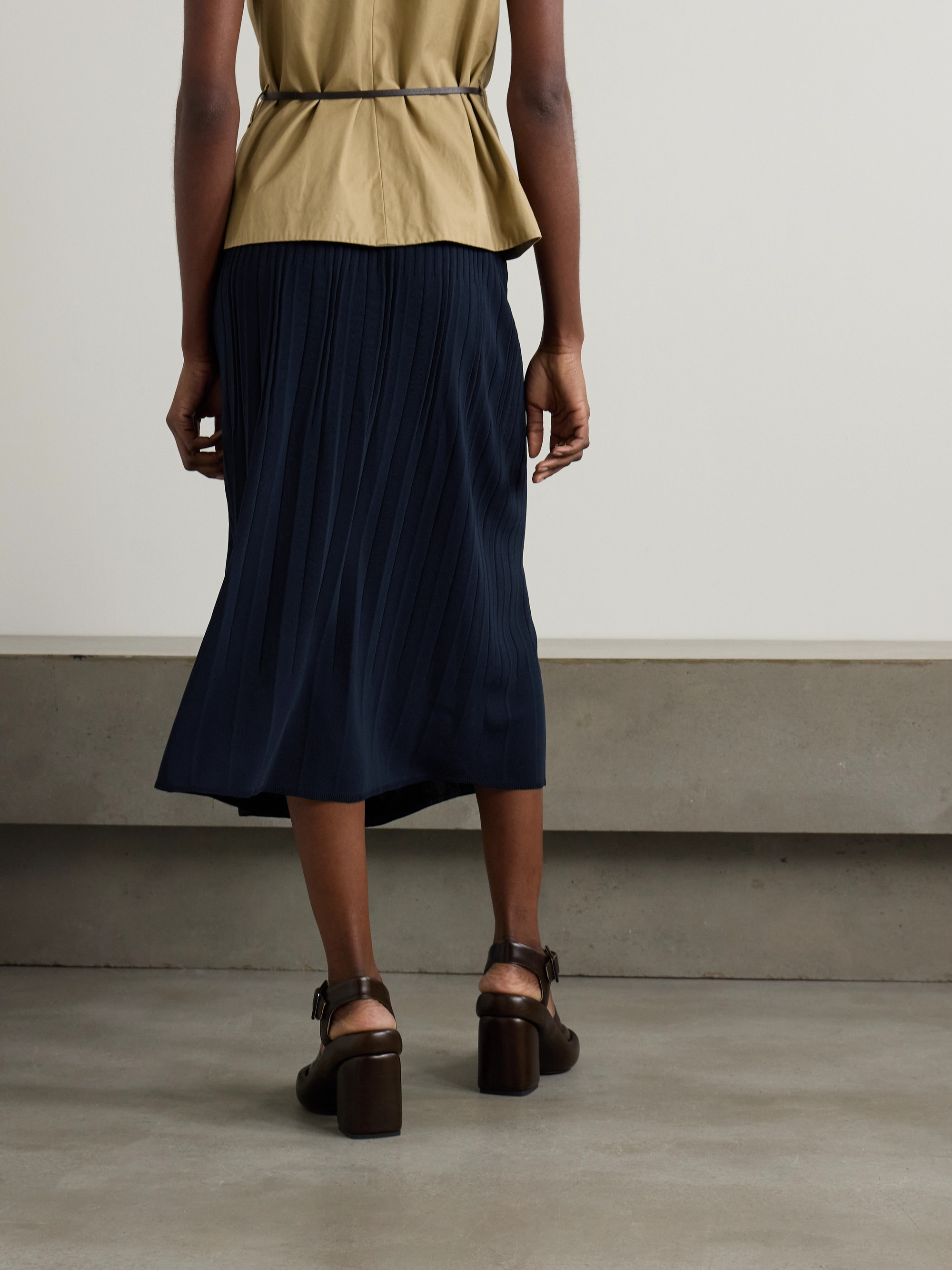 JOSEPH Pleated stretch-knit midi skirt thumbnail