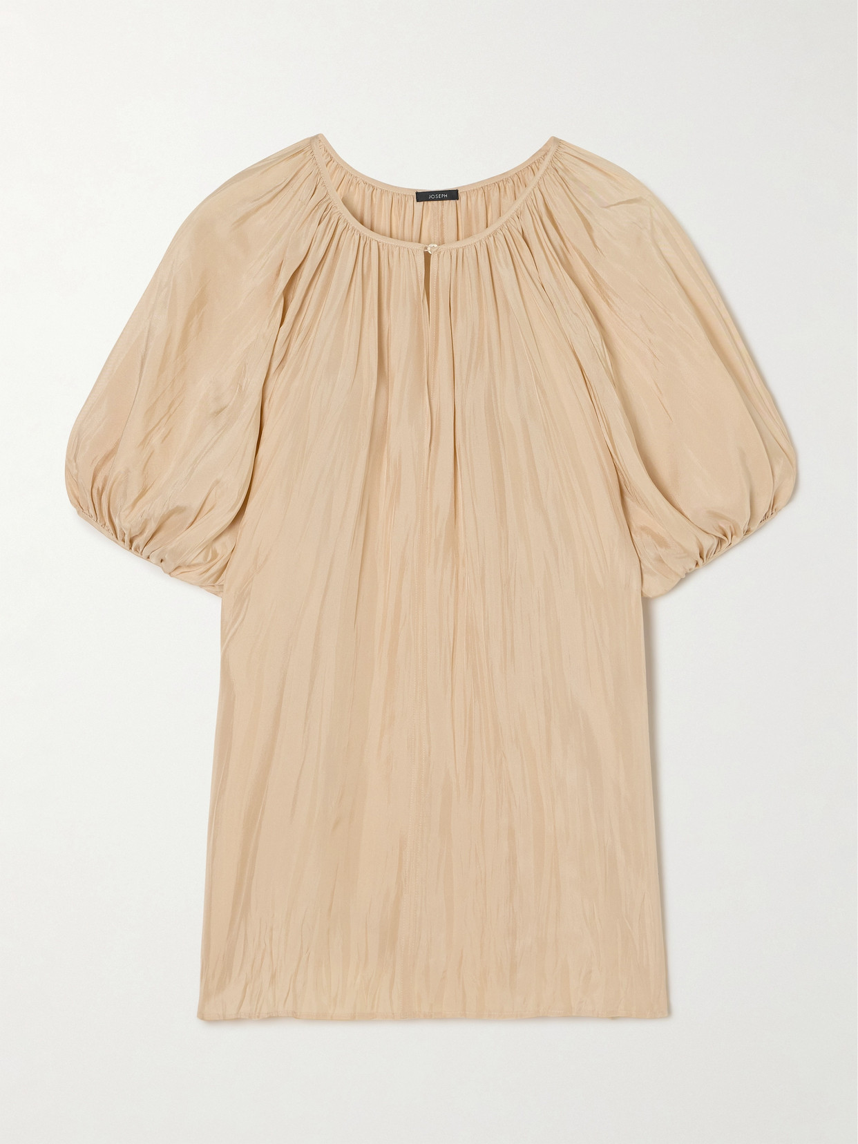 Joseph Briela Gathered Crinkled Silk-habotai Blouse In Neutrals