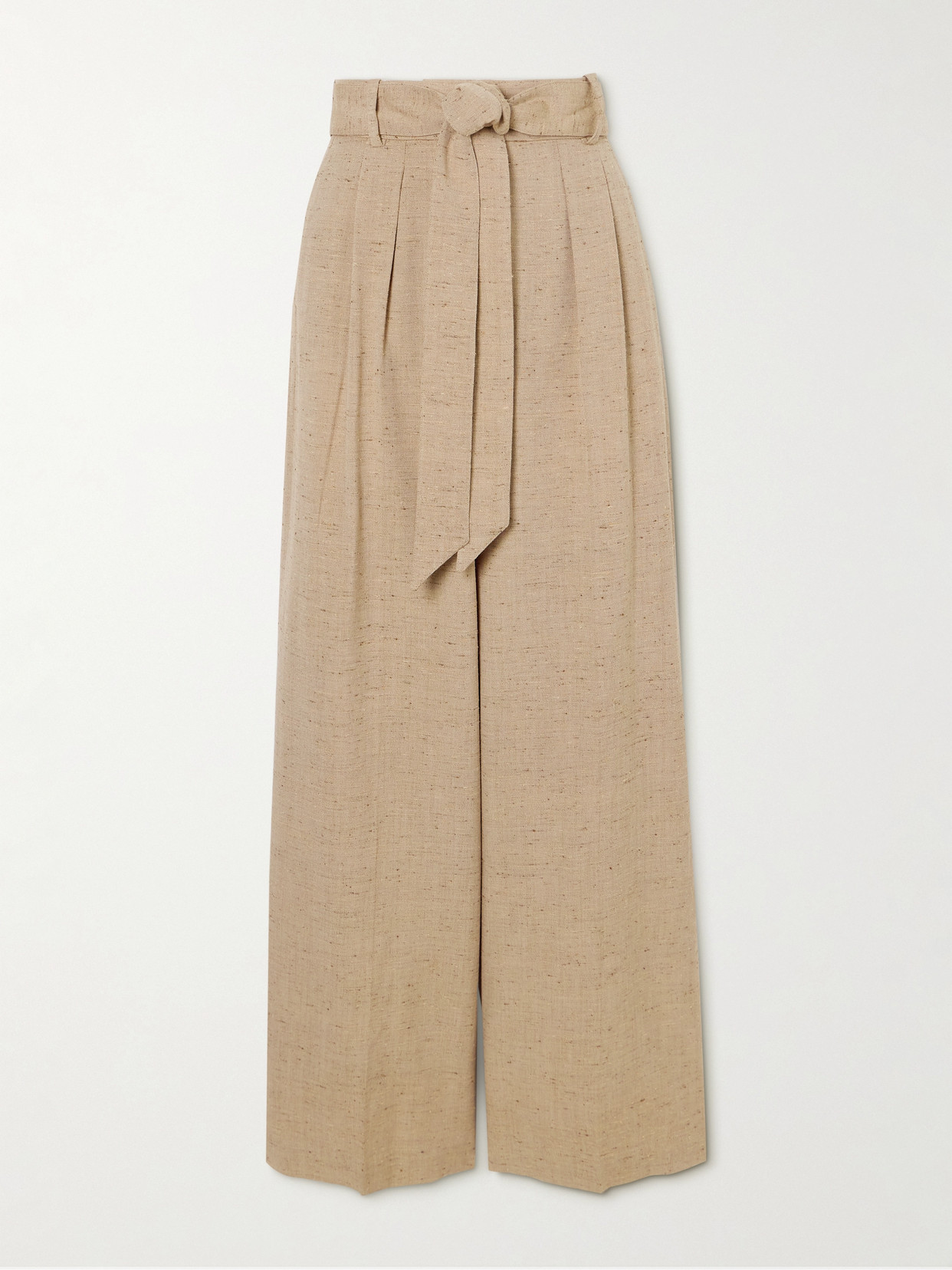 Joseph Atlas Belted Pleated Tweed Wide-leg Pants In Neutrals