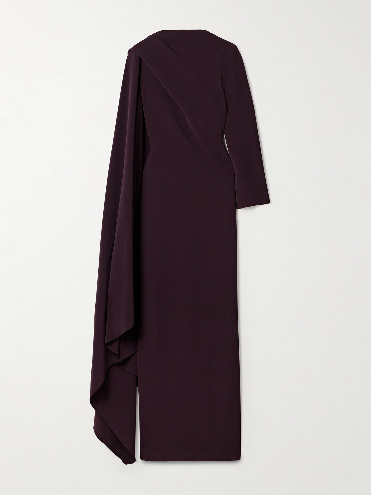 Solace London Lydia One-sleeve Cape-effect Cady Maxi Dress In Purple