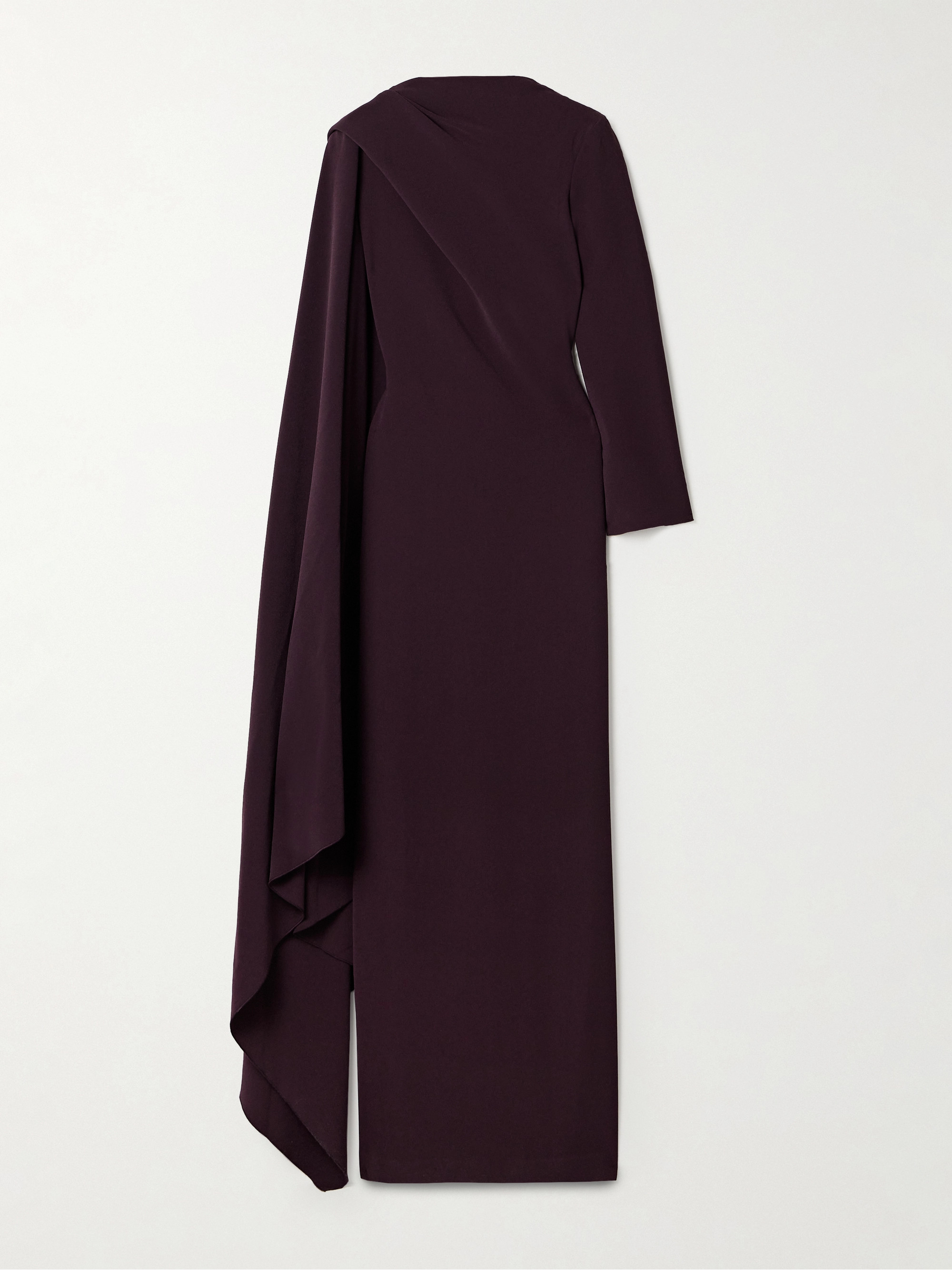 Solace London Lydia one-sleeve cape-effect cady maxi dress