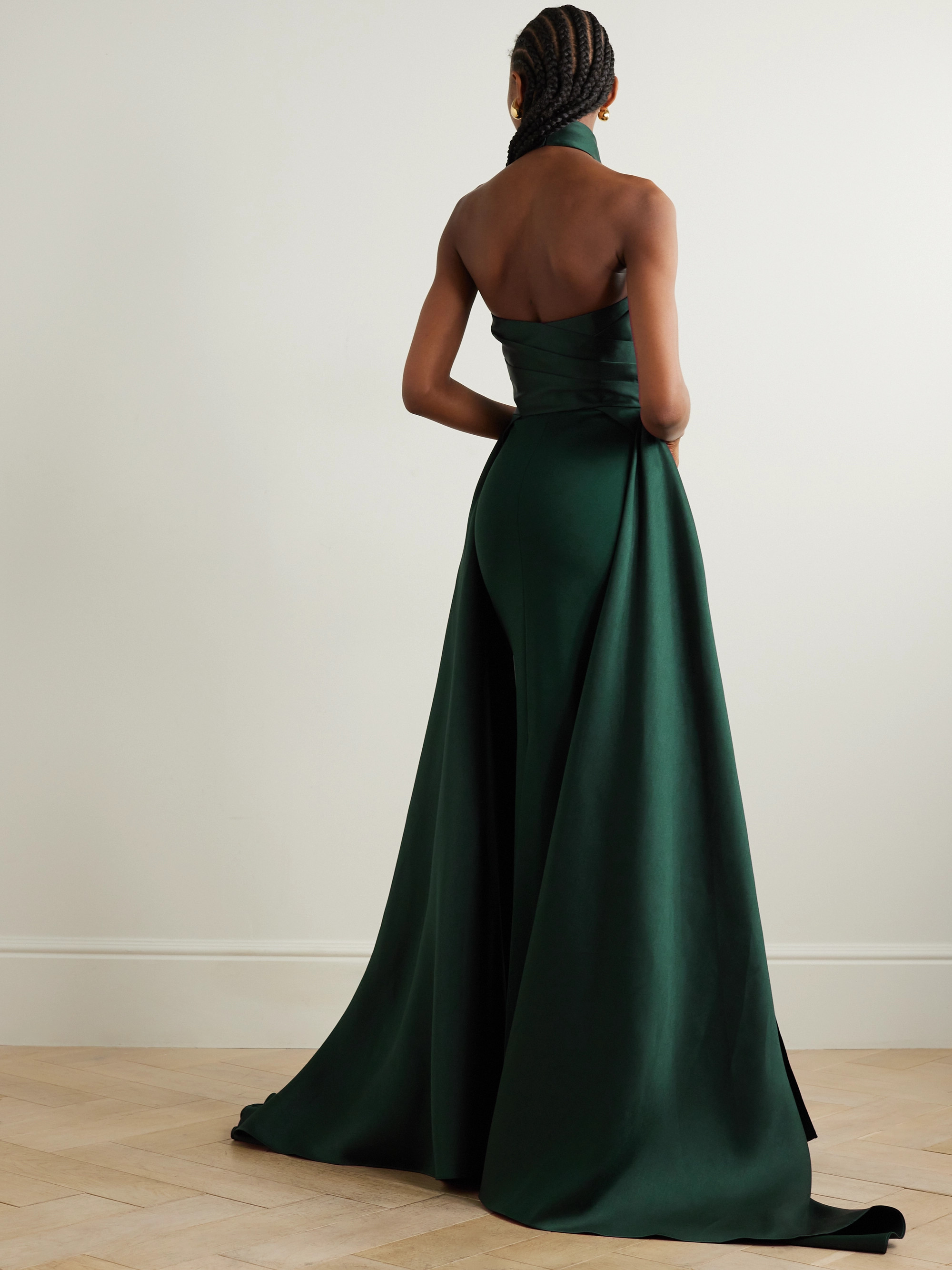 Solace London Rumi satin-twill and crepe halterneck gown thumbnail