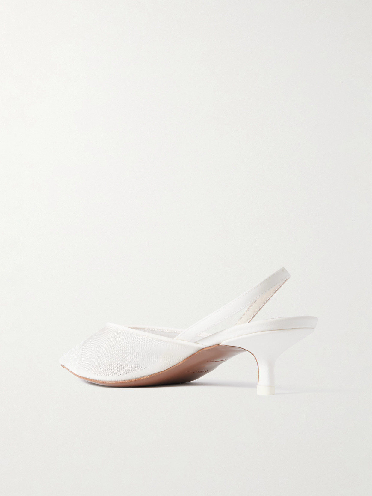 Neous Irena Satin And Lace-trimmed Mesh Slingback Pumps In Cream