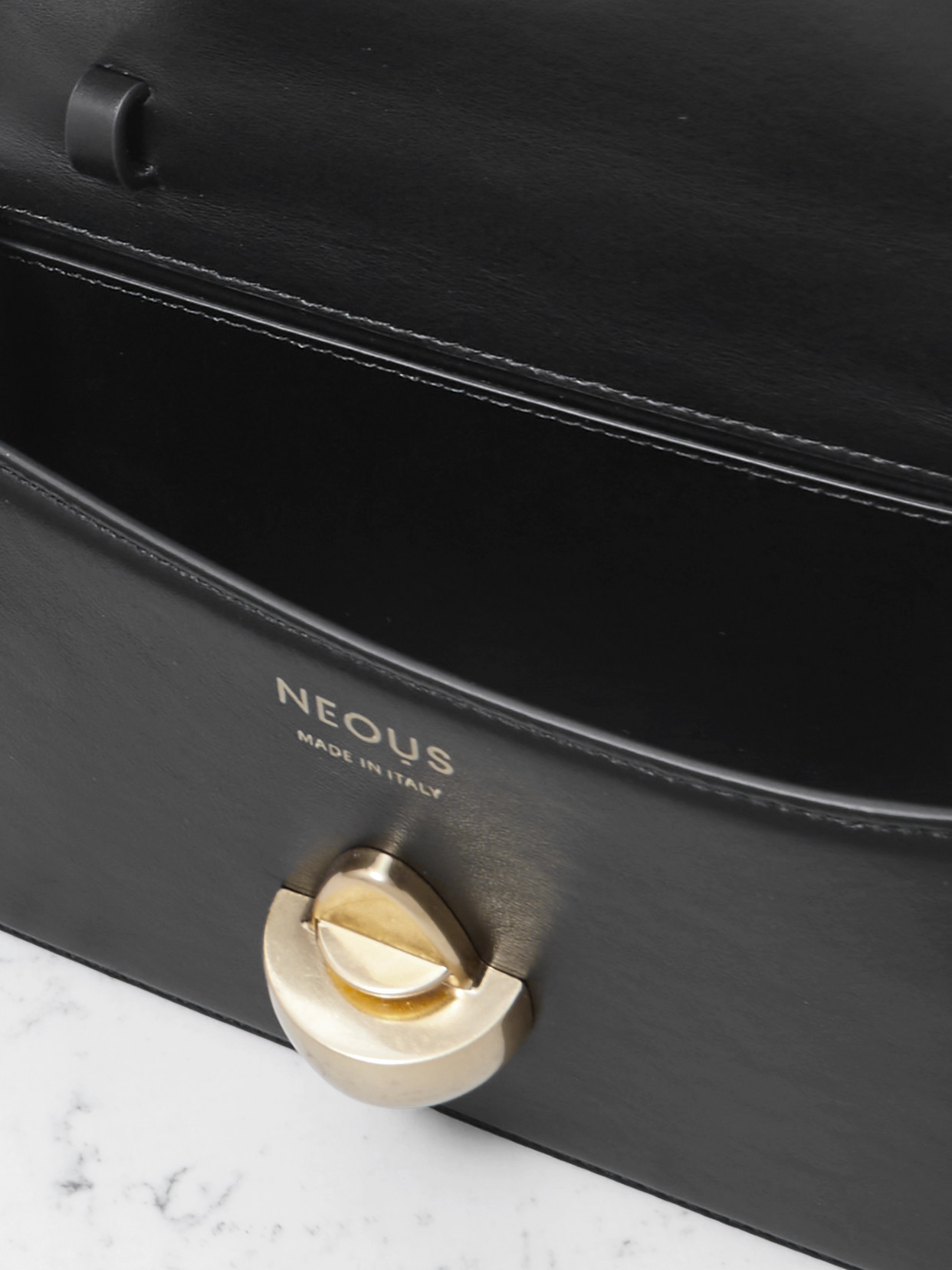 Neous Phoenix Embellished Leather Clutch In Black
