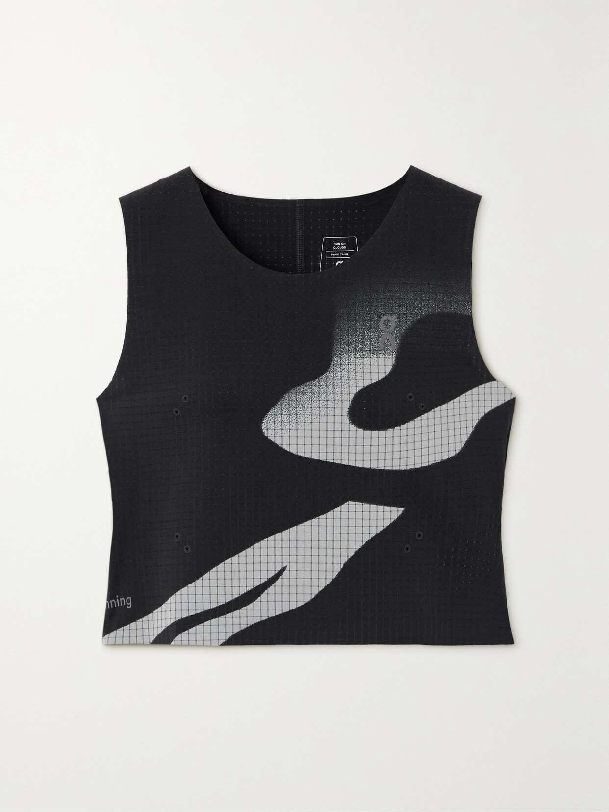 On Pace Printed Stretch Recycled-jersey Tank In Black