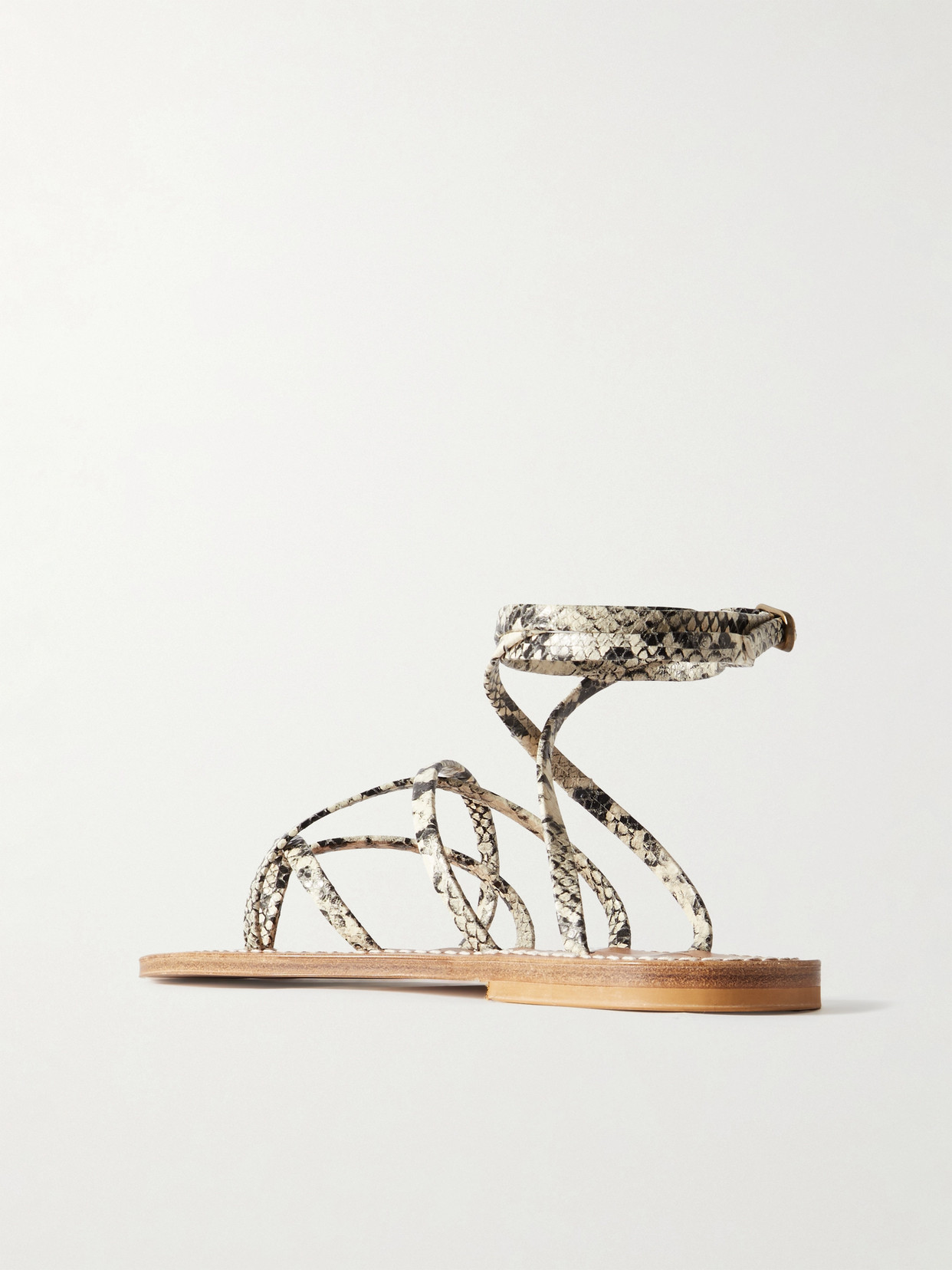 Shop Kjacques Zenobie Snake-effect Leather Sandals In Animal Print