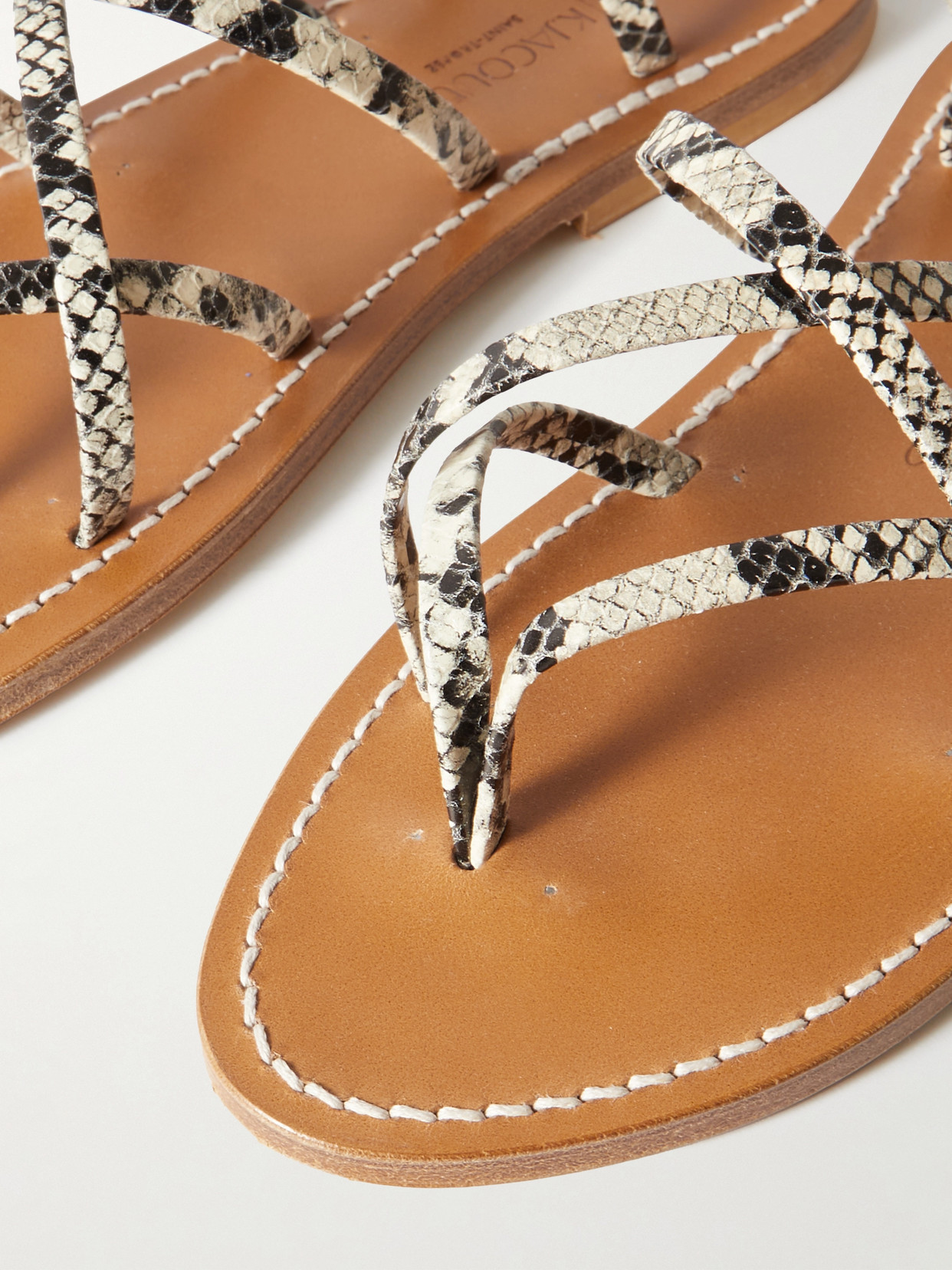 Shop Kjacques Zenobie Snake-effect Leather Sandals In Animal Print