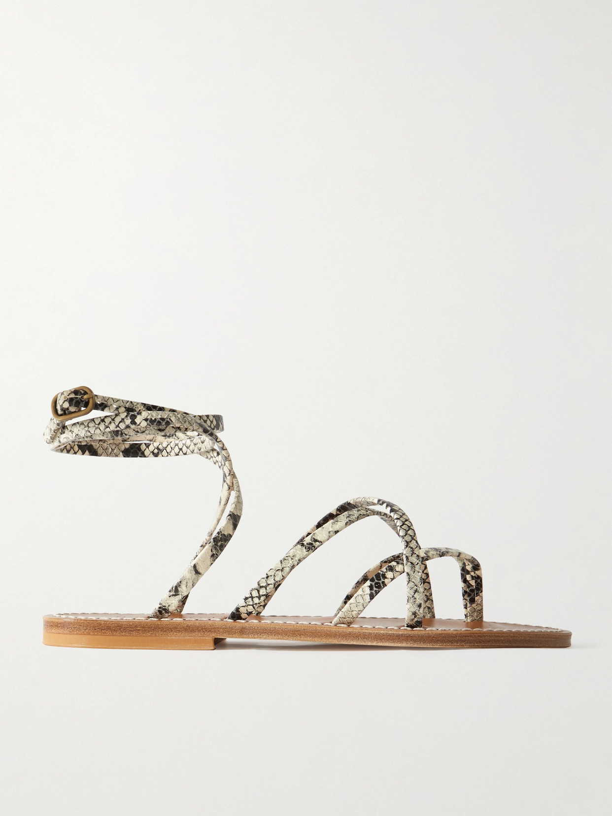 K Jacques St Tropez - Zenobie Snake-effect Leather Sandals - Animal print