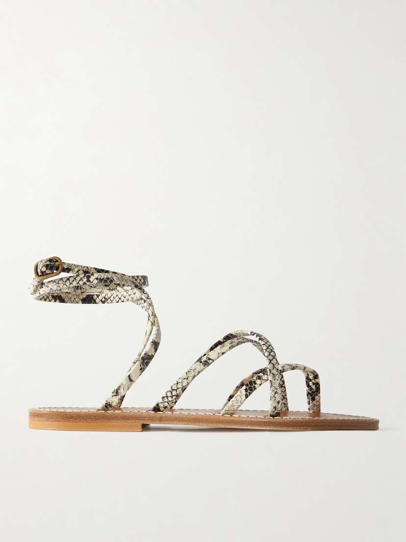 K Jacques St Tropez Zenobie Snake-effect Leather Sandals