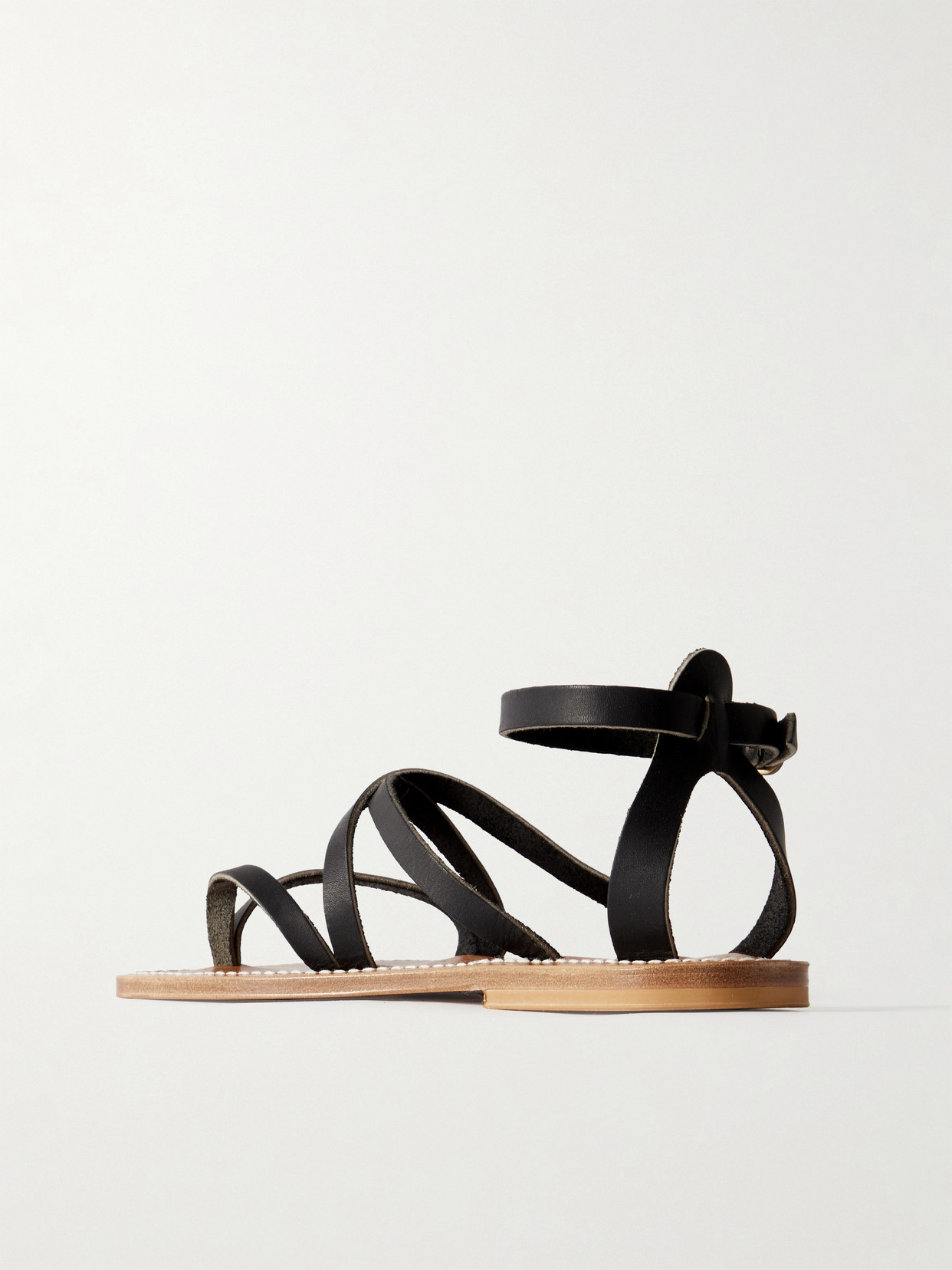 Shop Kjacques Epicure Leather Thong Sandals In Black