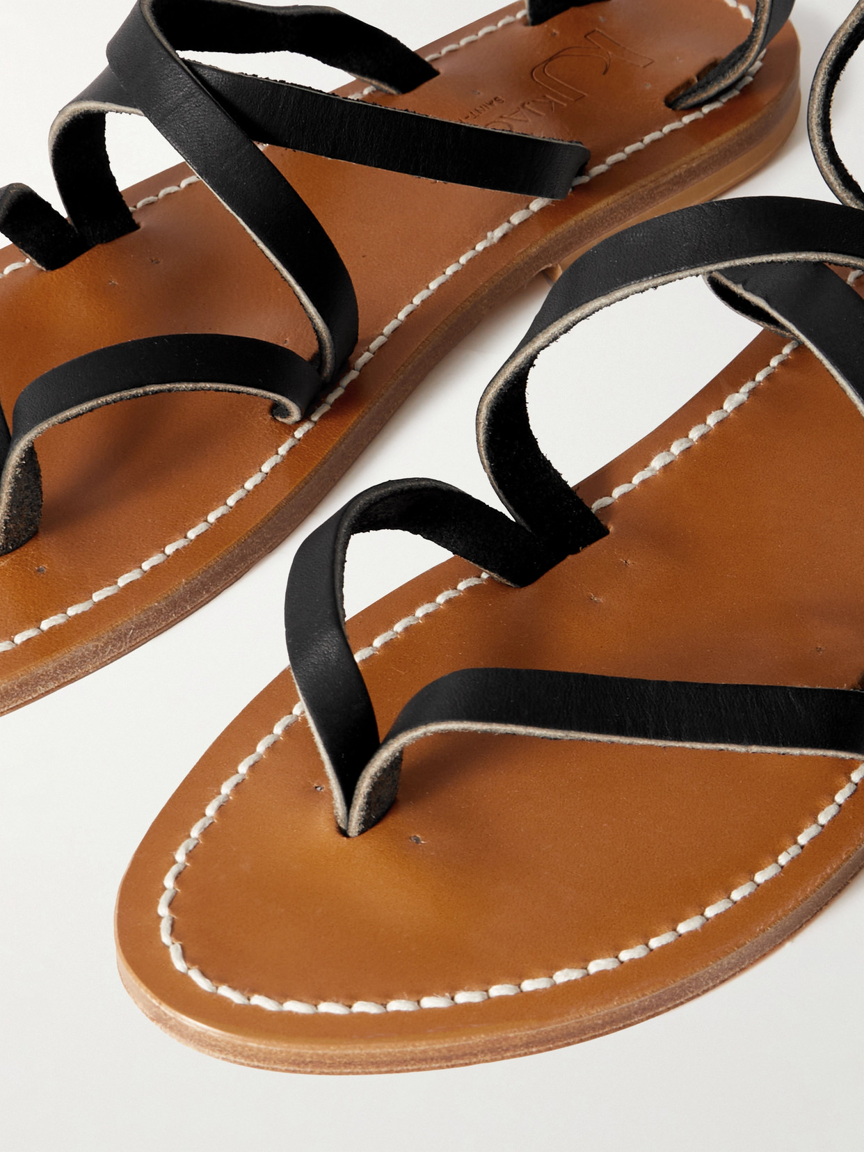 Shop Kjacques Epicure Leather Thong Sandals In Black