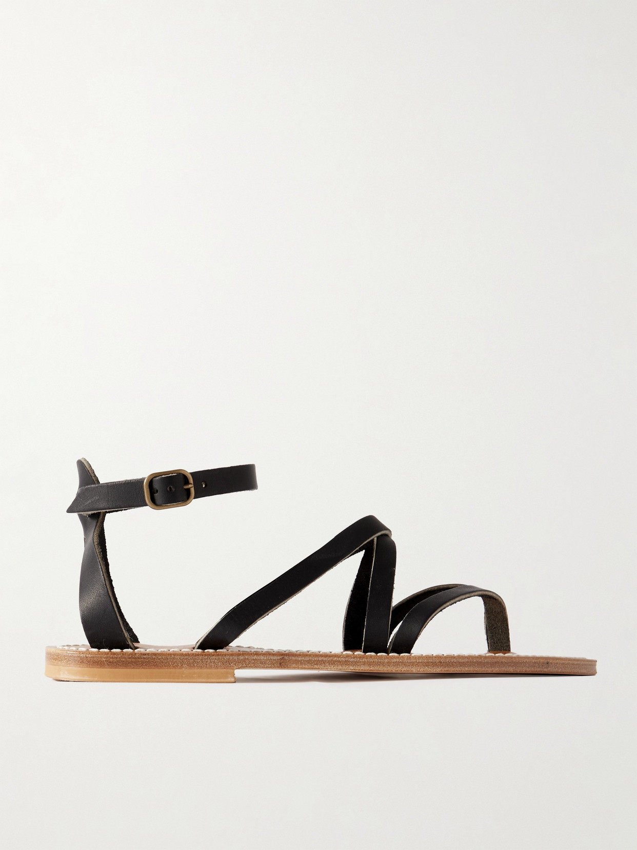 Kjacques Epicure Leather Thong Sandals In Black