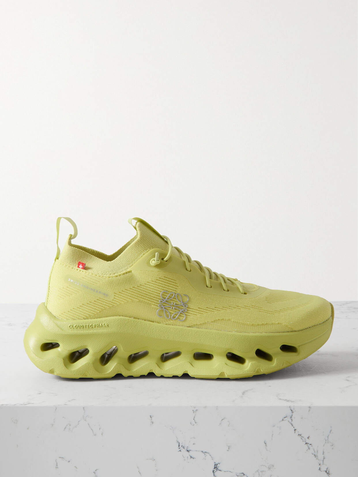 Shop Loewe + On Cloudtilt Stretch Recycled-knit Sneakers In Green