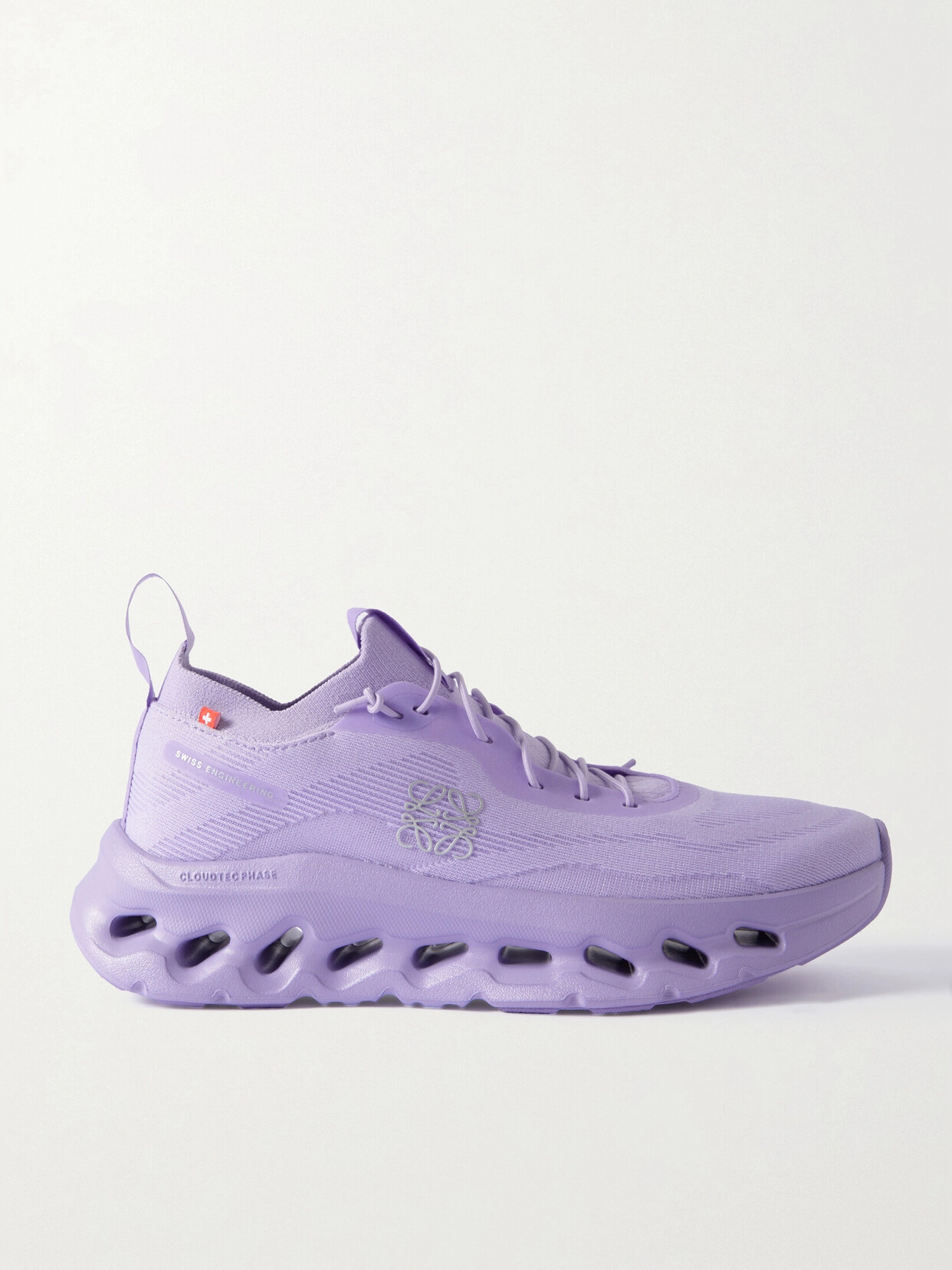 Shop Loewe + On Cloudtilt Stretch Recycled-knit Sneakers In Purple