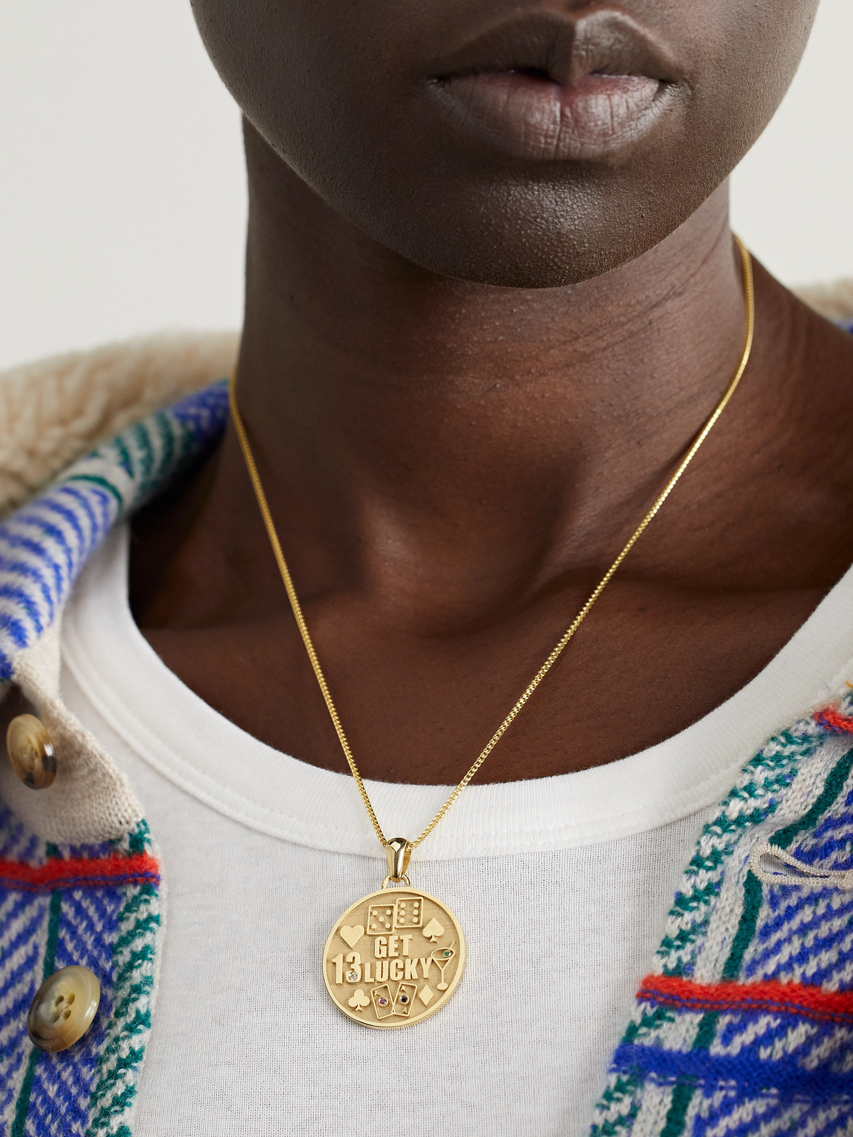 Established Get Lucky 18-karat Gold Multi-stone Necklace In Gold