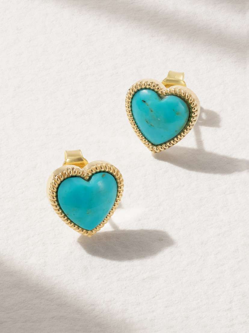 Established 18-karat Gold Turquoise Earrings