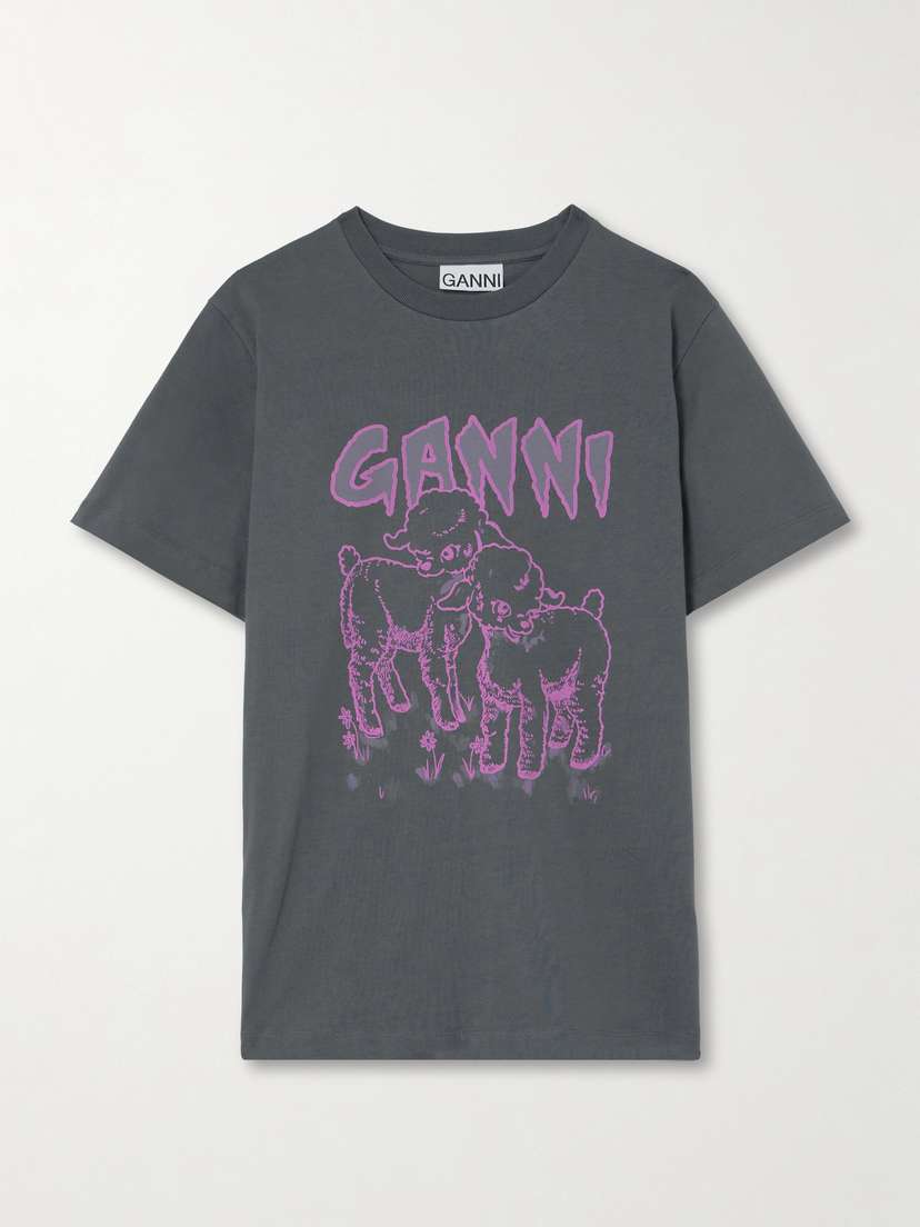 Ganni Printed Organic Cotton-jersey T-shirt