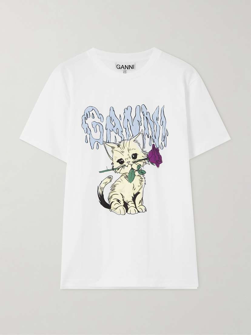 Ganni Printed Organic Cotton-jersey T-shirt