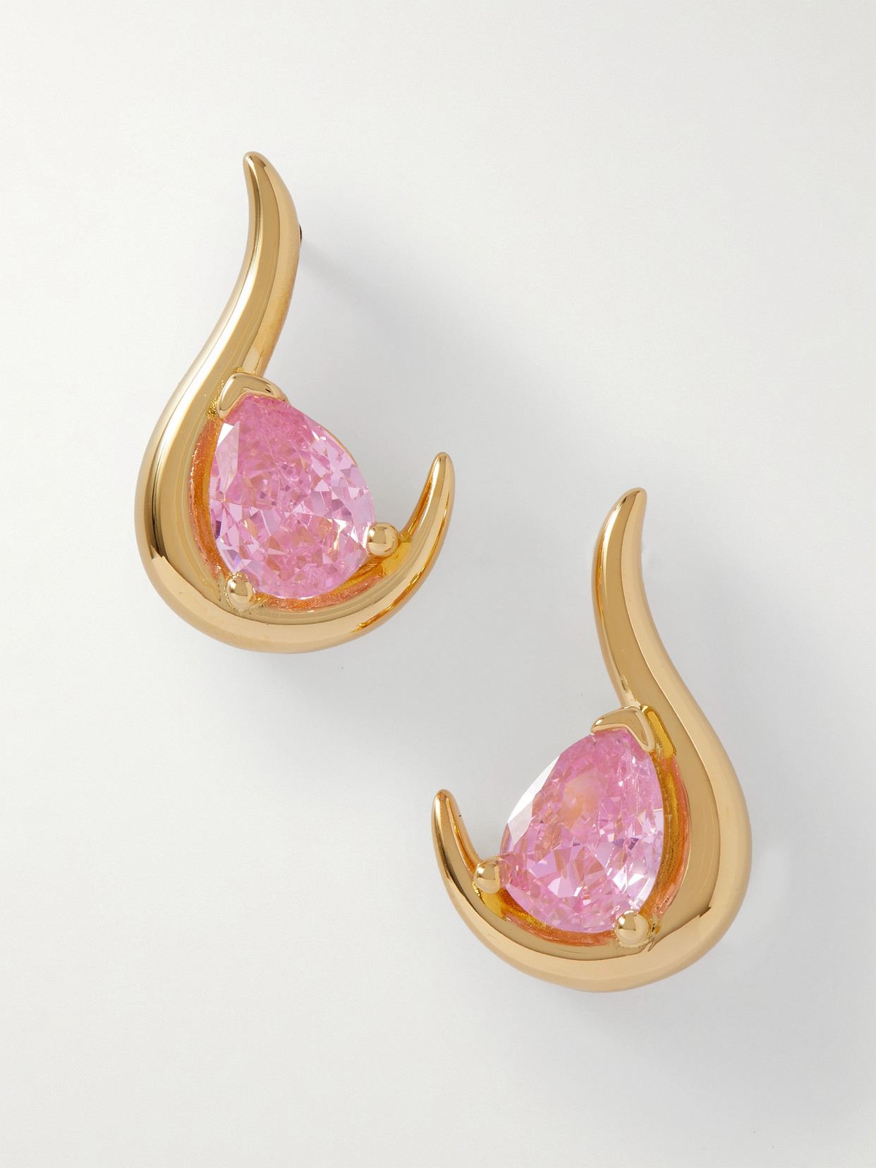 Anissa Kermiche Grande Poire De Feu Gold Vermeil Cubic Zirconia Earrings In Pink