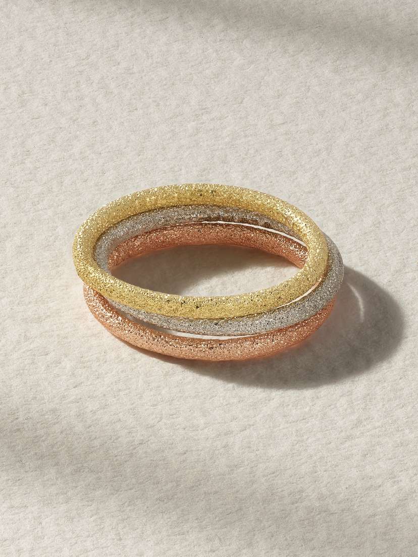 Carolina Bucci Set Of Three 18-karat Yellow, White And Rose Gold Rings