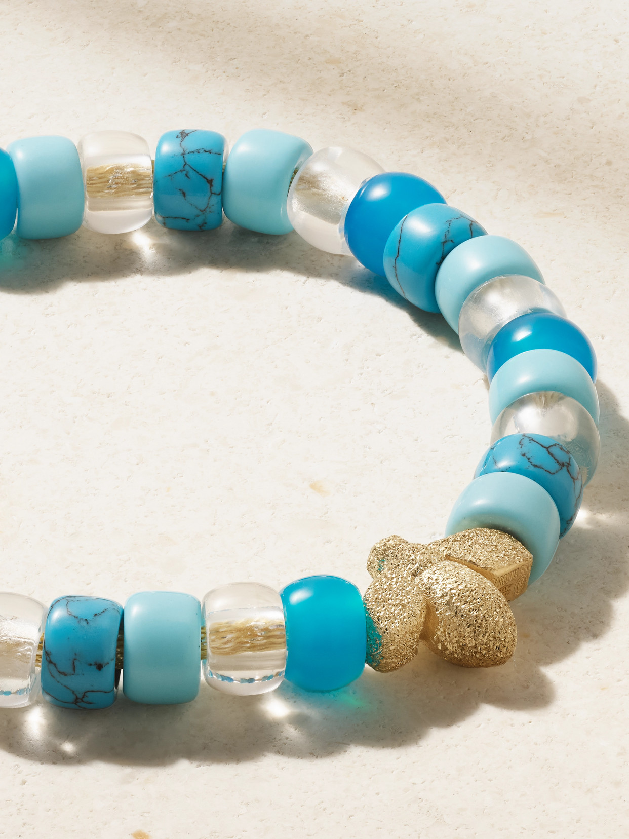 CAROLINA BUCCI SPREZZATURA 18-KARAT GOLD AND LUREX BEADED BRACELET