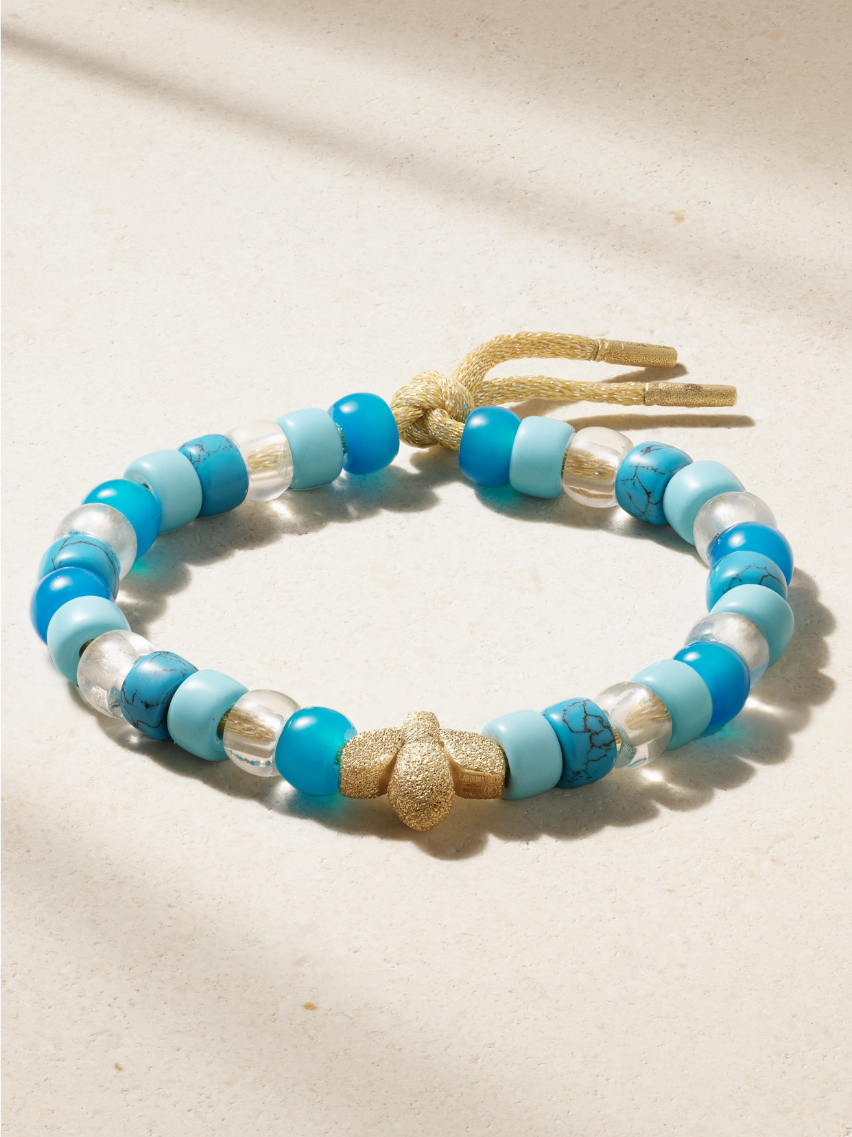 Carolina Bucci Sprezzatura 18-karat Gold And Lurex Beaded Bracelet In Blue