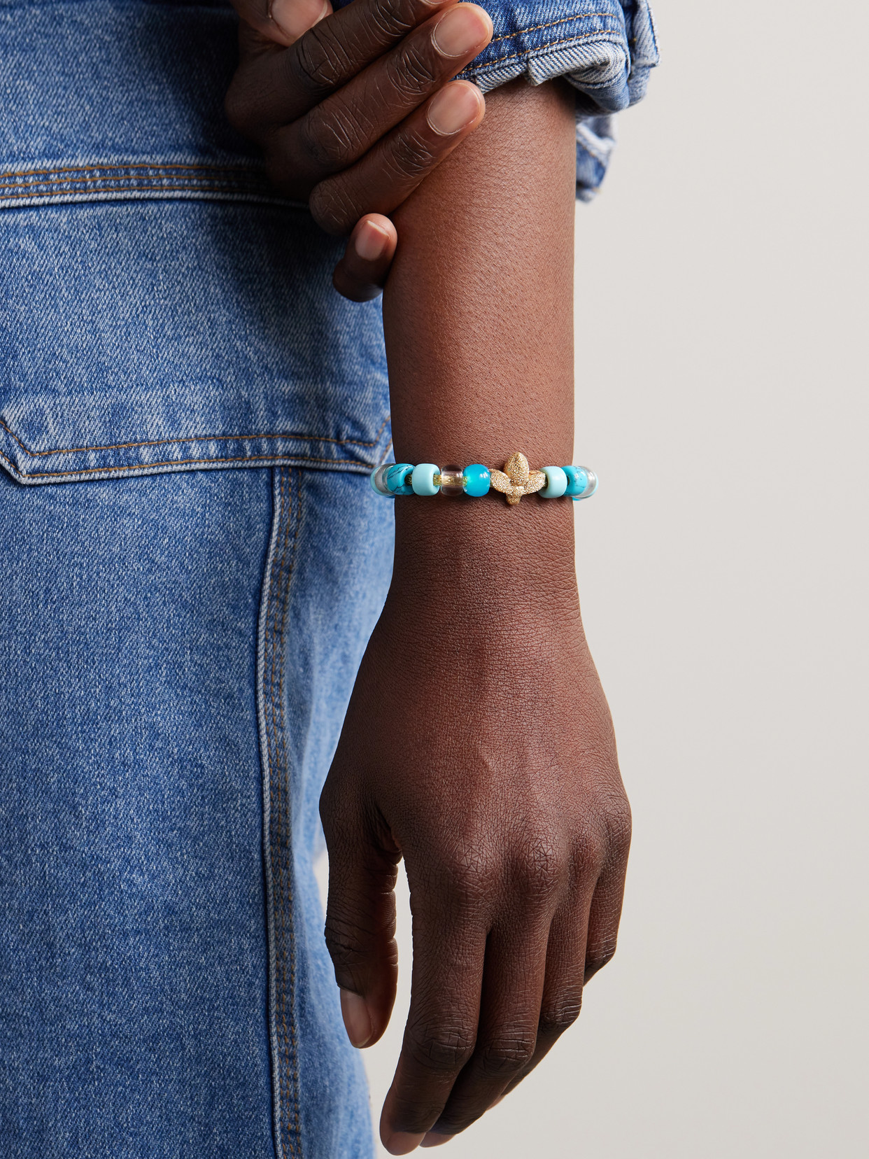 CAROLINA BUCCI SPREZZATURA 18-KARAT GOLD AND LUREX BEADED BRACELET