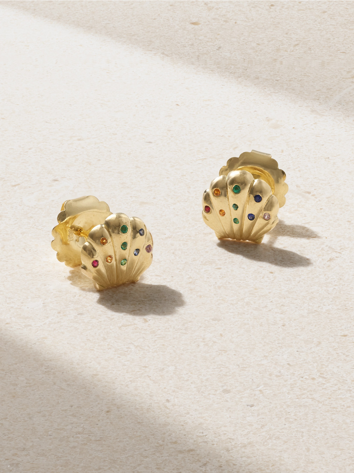 Brent Neale Shell 18-karat Gold, Sapphire And Emerald Earrings In Gray